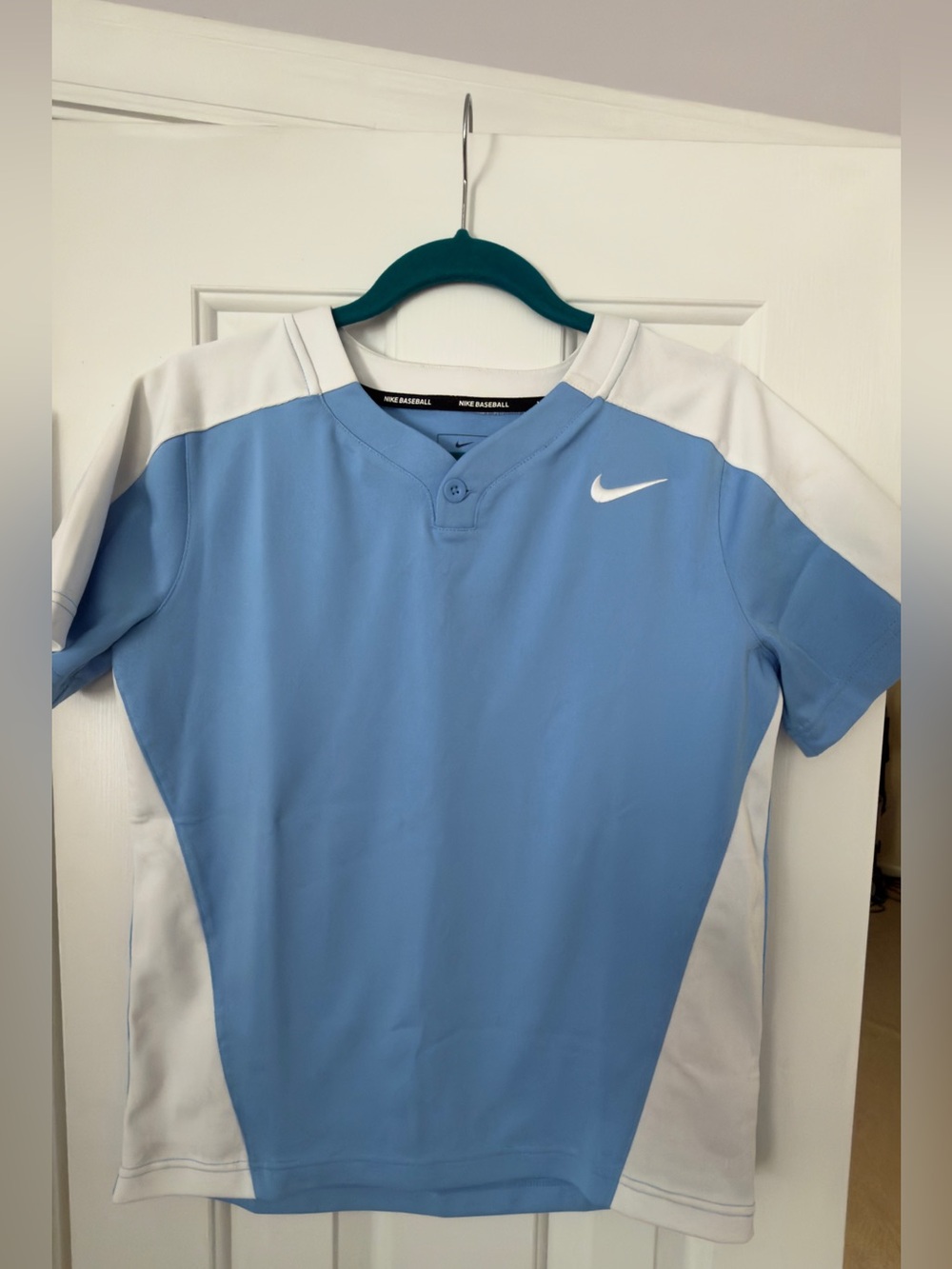Nike Yourh Light Blue and White Athletic Baseball shirt